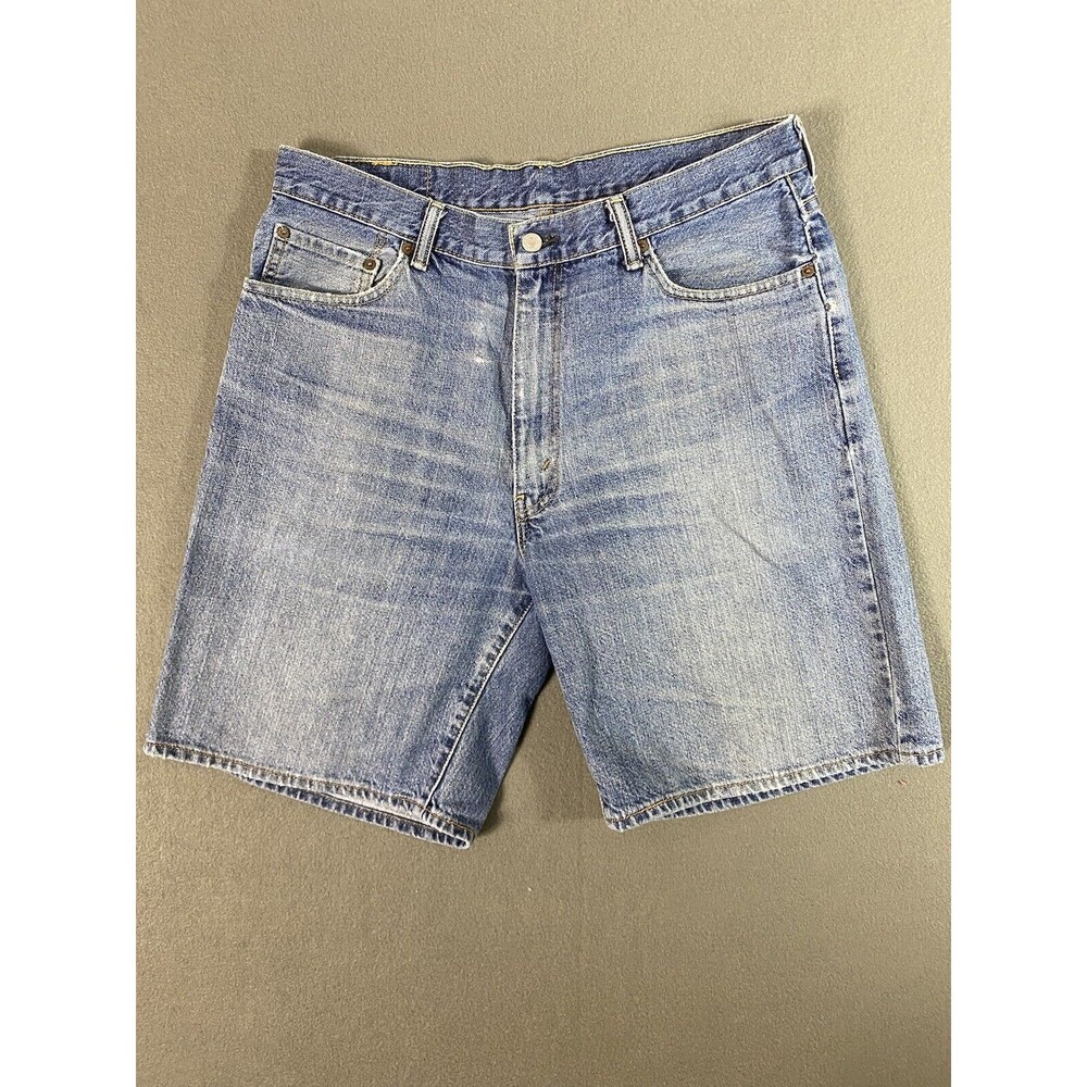 Levi 550 Jean Shorts Mens 34x9 Blue Relaxed Straight  Denim Jorts Tag 36 *